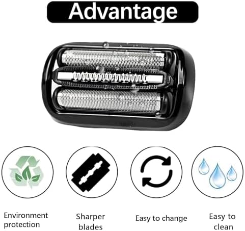 53B Replacement Head Compatible With Braun Series 5 6, 53B Wet and Dry Replacement Foil and Cutter for Braun Electric Shaver S5 S6 5409 5762