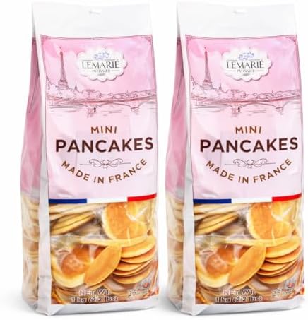 Mini French Pancakes Made in France, Individually Wrapped Pancake Bites, Soft European Style Breakfast Snack, 50 Pancakes Total (Pack of 2)