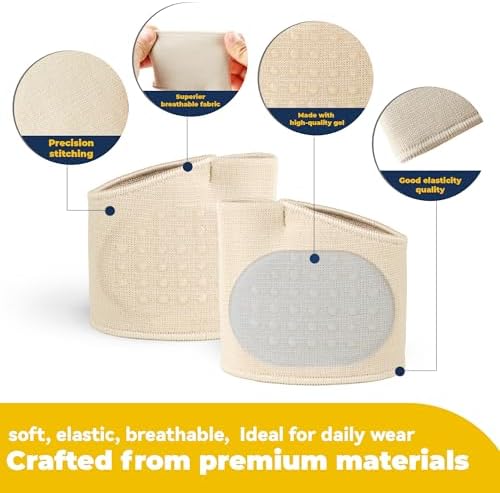 2 PCS Metatarsal Pads for Women and Men - Ball of Foot Pain Relief Cushion with Gel Pad,Foot Pads for Morton's Neuroma & Metatarsalgia Support (Beige, OSFA)