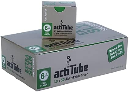 actiTube Activated Carbon Filter, Extra Slim, 6 mm Diameter, 50 Filters per Pack, 1 Display (500 Filters)