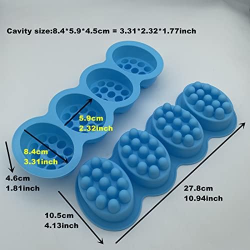 2 Pieces Silicone Bakeware Tool Massage Soap Mold Oval Massage Soap Bar Making Mould Silicon Candle Candy Chocolate Cake Baking Pans
