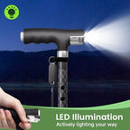 Aluminum Alloy Walking Cane, with LED Light, Height Adjustment and Foldable, Ergonomic Contoured Grip, All-Terrain Walking Stick for Men/Women(PP802-5-Y,)