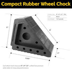 MaxxHaul Solid Rubber Wheel Chock 2-Pack | 8" x 4" x 6" Heavy-Duty Tire Stop | Non-Slip Traction Pads | Built-In Handle | All-Weather Vehicle Safety Block (70472)