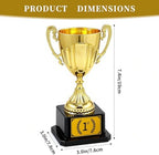 7.48" Gold Plastic Trophy Award with Pre-Attached 1st Place Label, Small Winner Cup for Kids Sports, Parties, School Competitions