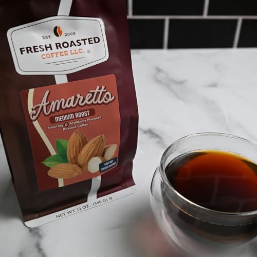 Fresh Roasted Coffee, Amaretto Flavored Coffee, 12 oz, Medium Roast, Kosher, Ground