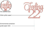 Feeling 22 Cake Topper,22nd Birthday Party Cake Decor,Hello 22,Cheers To Twenty-Two Years Old Birthday Party Decoration Supplies Rose Gold