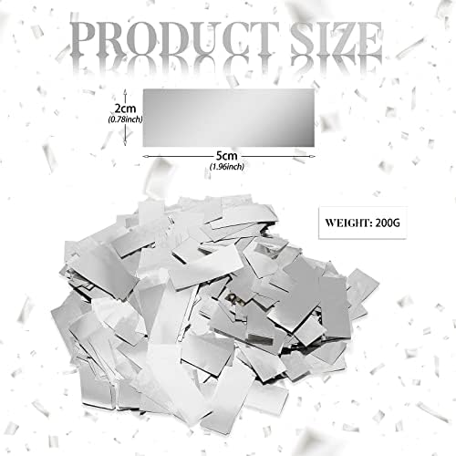 Sumind 200 Grams Foil Silver Confetti Large Glitter Metallic Throwable Scatter Table Party Confetti for Wedding Graduation Birthday Baby Shower Christmas Celebrations New Years Party Decorations