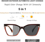 Photochromic Progressive Multifocus Reading Glasses Women,Progressive Readers No Line Quick-Transition Sunglasses