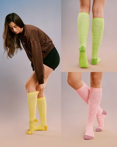 FITRELL 4 Pairs Compression Socks for Women & Men, 15-20mmHg Circulation Support for Athletic Travel Daily Wear