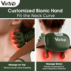 Vinid Bionic Neck and Shoulder Massager with Heat, 4D Kneading Massage, Simulated Human Hand Design for Pain Relief and Muscle Relax, Neck Massager Pillow Ideal for Valentines Gift, Green