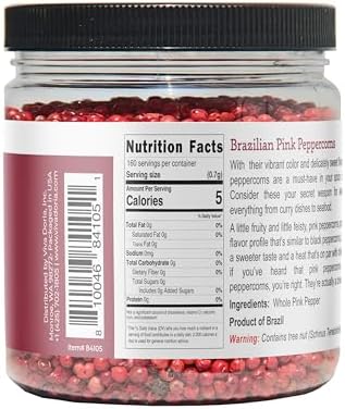 Viva Doria Brazilian Pink Peppercorns, Steam Sterilized Whole Pink Pepper, 4 Oz