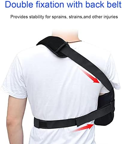 Arm Sling Shoulder immobilizer for Shoulder Injury with Back Belt Men & Women Shoulder Immobilizer Left and Right Arm Lightweight Rotator Cuff Arm Support for Elbow Wrist Injury -(Size L)