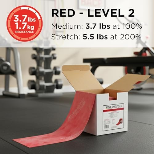 THERABAND Resistance Band, Non-Latex Professional Elastic Bands for Upper & Lower Body Exercise, Physical Therapy, Pilates, Rehab, Dispenser Box