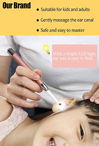 Ear Pick，Ear Wax Removal Tool，LED Lights Ear Cleaning Kit，Updated Version、Non-Slip，Soft Safety Spoon Head，Replaceable and Easy to Clean，Safe Material
