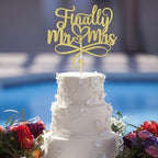 Finally Mr&Mrs Wedding Cake Topper-Fun Mr and Mrs Cake Decorations,Elegant Cake Topper For Wedding Anniversary, Romantic Wedding Party Decorative Cake Toppers