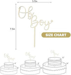 Oh Boy Wooden Cake Topper for Baby Shower, Gender Reveal, It's a Boy Party Cake Decorations Supplies