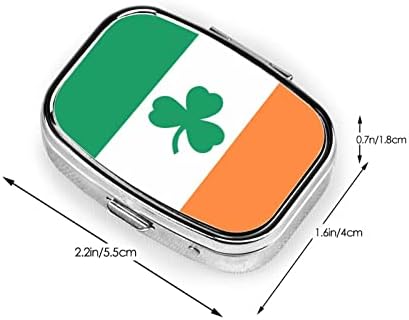 Irish Flag Shamrock Square Mini Pill Case Travel Medicine Organizer Portable Compartments Metal Pill Box