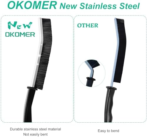 OKOM Multifunctional Stainless Steel Crevice Cleaning Brush - Hard Bristles for Kitchen & Bath Gap Cleaning