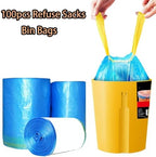 TopHomer 100 Pcs Blue Thickened Drawstring Rubbish Tip Refuse Sacks Garbage Bags with Point-Break Design for Indoor & Outdoor Use (45 * 50cm)