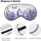 Lavender Flower Background with Butterflies And Flowers Sleep Mask Eye Mask for Sleeping Breathable Blackout Sleeping Masks with Adjustable Strap Soft Eye Cover Comfortable Blindfold Eyeshade for Nigh