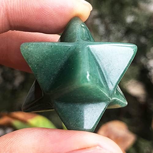 1 Inch Green Aventurine Merkaba Star, Healing Crystal Carving Geometric Eight-Pointed Sacred Star for Divine Meditation Spiritual Positive Energy Therapy