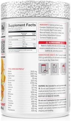 BASIC SUPPLEMENTS Hydrolyzed Clear Beef Isolate Protein Powder, 27g Protein, 9 Essential Amino Acids, Fat-Free, Dairy-Free, Sugar-Free, Lactose-Free, Supports Muscle Protein Synthesis