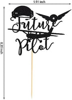 Future Pilot Cake Topper Airplane Birthday Party Decoration Aircraft Plane Travel Airman Theme Kids Birthday Baby Shower Party Supplies for Boys Men