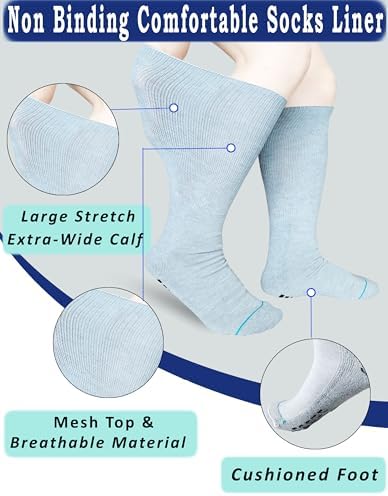 Walking Boot Sock Replacement Extra-Wide Knee High Socks for Foot Brace,Fracture Boot Men & Women 2 Pairs