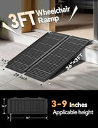 Black Aluminum Ramp 3FT, With Non-Slip Surface Wheelchair Ramp, Folding Portable Wheelchair Ramps for Home Steps,Scooter Ramp for Car, Stairs, Doorways, Curbs, 800 LBS Weight Capacity, 28.3" W x 36''L