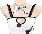 JasmyGirls Womens Sexy Maid Cosplay Lingerie Furry Milk Cow Costume Kawaii Anime Bikini Set Mini Leopard Bra and Panty Outfit (White3)