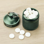 Keychain Pill Holder, Box, Aluminum, Waterproof Container, Pill Organizer for Outdoor Travel Camping，Size: 1.6 x 1.6 x 2 in (Green)