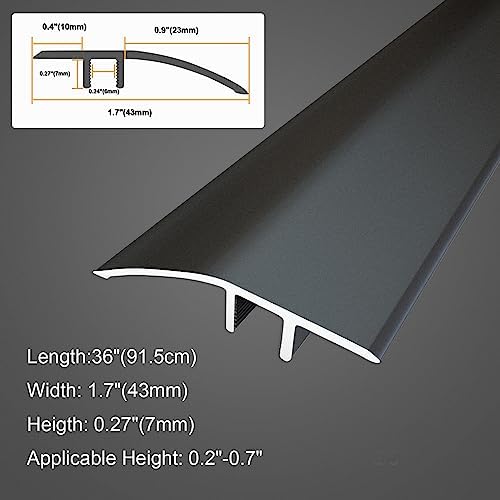Aluminum Floor Transition Threshold Strip, Door/Carpet/Tile/Threshold Reducer, Doorway Edge Trim for Laminate Floor Mat Carpet and Vinyl Tile (Gray, 36Inch)