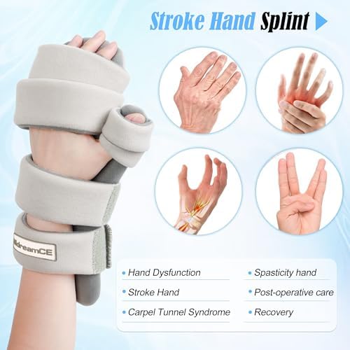 Resting Hand Splints for Straightening Fingers,Carpal Tunnel Wrist Brace Night Immobilizer With Finger Separators for Stroke Rehabilitation,Muscle Atrophy, Dupuytren's Contractures (Left)