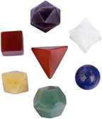 mookaitedecor 7 Chakra Crystal Platonic Solids Sacred Geometry Set, Polished Tumbled Stones with Merkaba Star Kit for Reiki Healing and Meditation