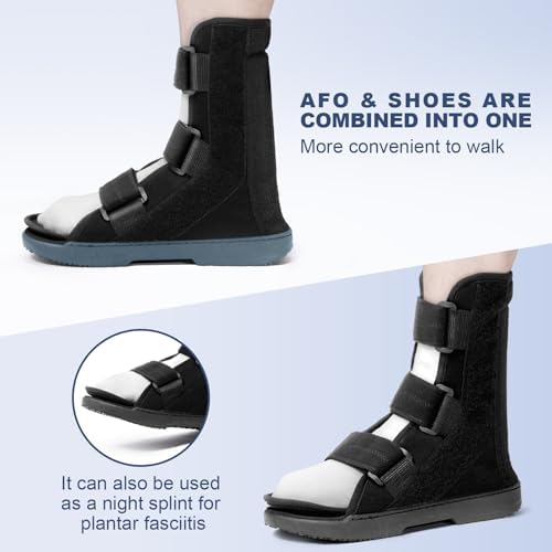 Estinko AFO Foot Drop Brace, Foot Drop Brace for Walking Drop Foot Brace Adjustable ALS, TBI, MS, Diabetes Stroke (Black, Small)