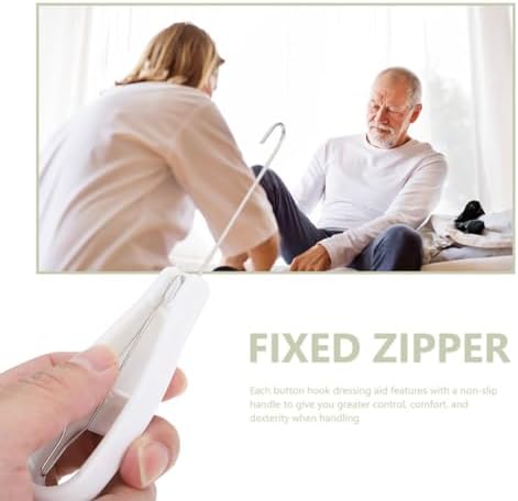 Veemoon 2pcs Button Hook and Zipper Puller Dressing Aid Tool, Simple Button Assist and Zipper Pulling Helper for Elderly and Arthritis Patients, Clothes Wearing Assistance