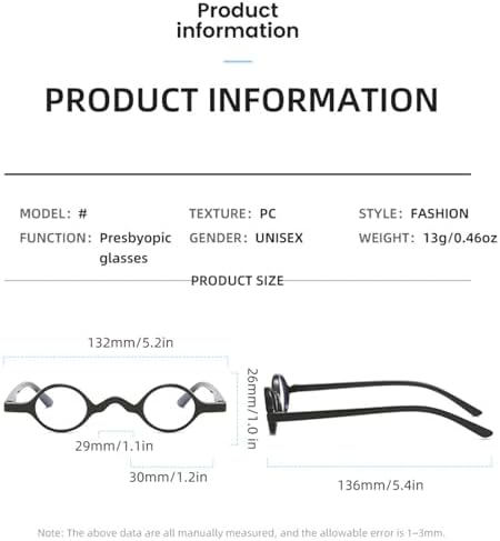 3pcs Small Mini Retro Round Reading presbyopia Glasses-Professor Men Women Eyeglasses for Readers Spring Hinge Readers