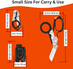 6 in 1 Multifunctional Trauma Shears Foldable with Strap Cutter | Heavy Duty Stainless Steel Emergency Response Shears | Survival Shears With Holster | Medical Trauma shears Tactical | Black