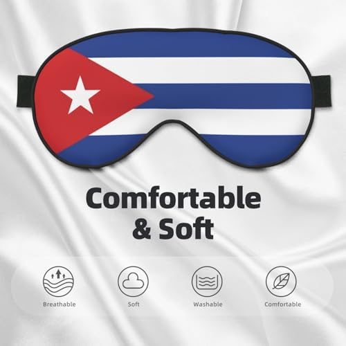Cute Cuba Flag Sleep Mask for Women Men Soft Breathable Eye Mask with Adjustable Strap for Home Bed, Sofa, Travel