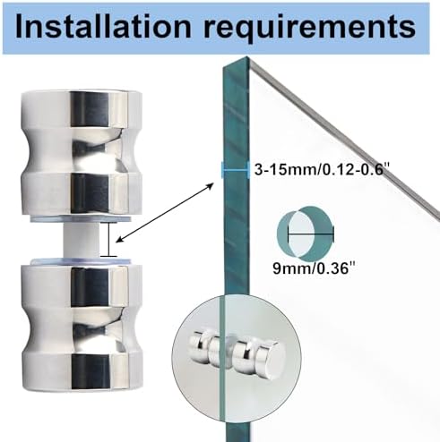 Alise Shower Glass Door Handle,Sliding Shower Doors Knob Back-to-Back Pull Hardware Replacement Parts,Solid SUS304 Stainless Steel Knobs,Polished Chrome,L5000