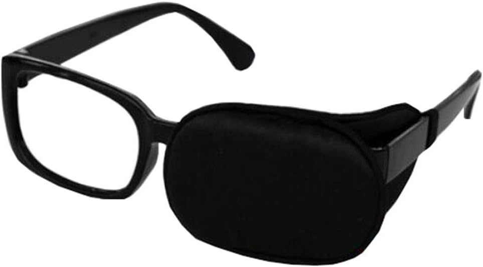 Kid/Adult Visual Acuity Recovery Silk Eye Cover, Training Amblyopia Strabismus Corrected Lazy Eye Patches for Glasses (Black)