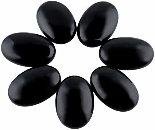 Rockcloud Oval Worry Stones,Palm Pocket Energy Stone,Healing Crystal with Velvet Bag,Black Obsidian