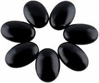 Rockcloud Oval Worry Stones,Palm Pocket Energy Stone,Healing Crystal with Velvet Bag,Black Obsidian