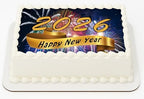 New Year Fireworks Ribbon Edible Image Sheet Cake Topper