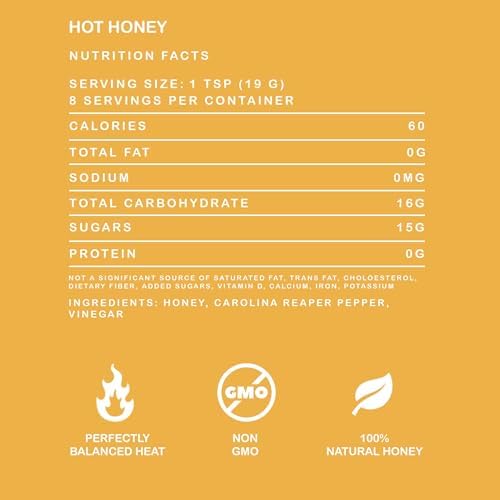 Elijah's Xtreme Hot Honey, 100% All Natural Pure Honey Infused with Carolina Reaper Peppers, Medium Heat Sweet & Spicy Honey Sauce Flavor, 12 oz Bottle