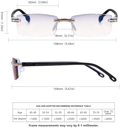 TERAISE Rimless Reading Glasses Fashion Diamond Cutting Design Anti-Fatigue Clear Lens Spectacle Readers for