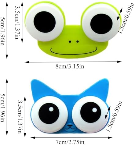 2/3/5PCS Frog Contact Lens Case, Cartoon Frog Shape Contact Lens Holder Cartoon Animal Lens Box (2Pcs A)