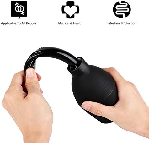 RANEU Enema Bulb Kit with Lube Anal Douche Superior Materials Douche for Men Women Made of Comfortable Material (Black)