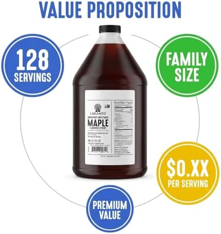 Lakanto Sugar Free Maple Flavored Syrup Sweetener with Monk Fruit and Erythritol, 128 fl oz