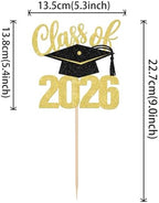 Rsstarxi 1 Pack Class of 2026 Cake Topper Grad Cap Glitter Diploma Done Congrats Grad Cake Pick for 2026 Graduation Theme Party Cake Decorations Supplies Gold